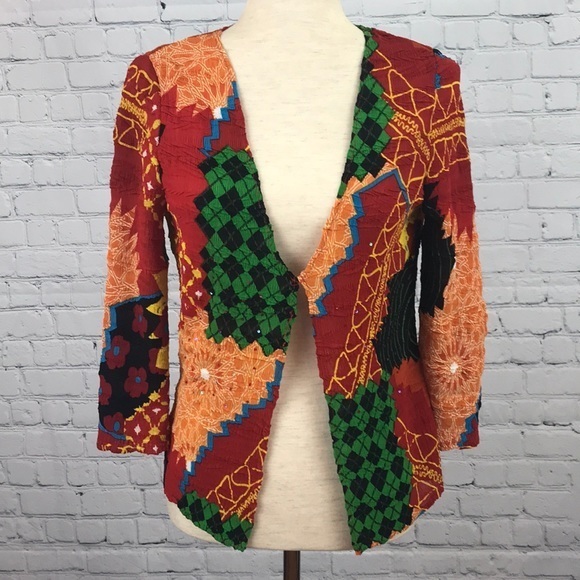 ALBERTO MAKALI Printed Open Front Jacket sz S - Picture 1 of 7